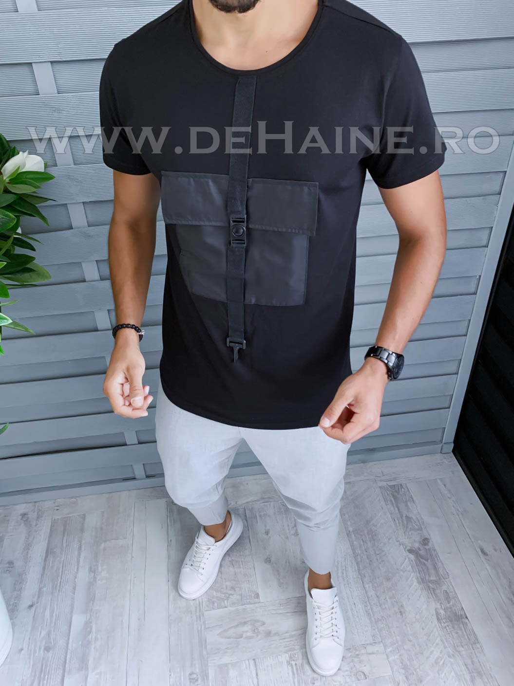 Tricou barbati negru slim fit vagabond b1975 x6-1*